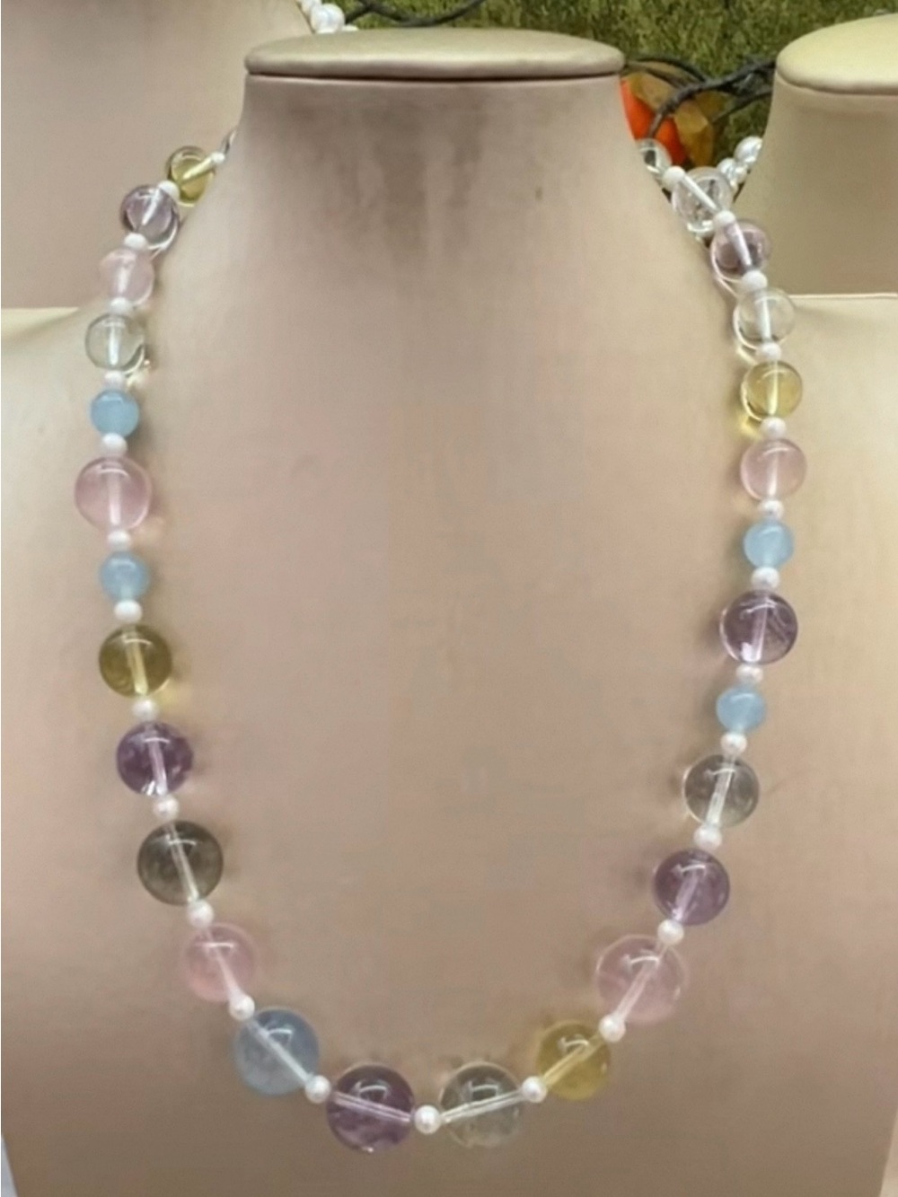 Multi-Color Crystal Quartz Aquamarine Citrine Amethyst Necklace